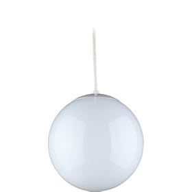 Sea Gull Lighting 6024-15 Single-Light Globe Pendant, White with Opal Glass by Sea Gull Lighting