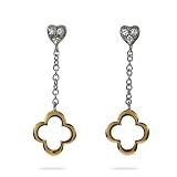 Eve's Addiction Designer Style Gold and Silver Heart Drop Clover Earrings
