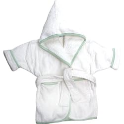 Terry Bath Robe Off-white with Sage Trim Organic Cotton (2-3 Yrs)