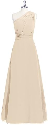 Emyrin Sleek One-shoulder Pleating Floor-length Champagne Bridesmaid Dresses