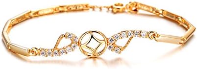 Qinggetme Bride Exquisite Handmade Gift Diamond Circle Square Gilded Coins Bracelet