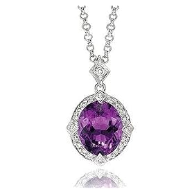 3.70 CTW Diamond Amethyst Vintage Victorian Style Necklace