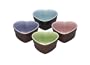Le Creuset Stoneware Heart Ramekin Set, Set of 4, Dark Chestnut with Assorted Pastel Colors