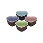 Le Creuset Stoneware Heart Ramekin Set, Set of 4, Dark Chestnut with Assorted Pastel Colors