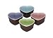 Le Creuset Stoneware Heart Ramekin Set, Set of 4, Dark Chestnut with Assorted Pastel Colors