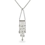 Eve's Addiction Sterling Silver CZ Sway Drop Necklace