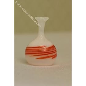 Dollhouse Miniature Hand blown German Orange Striped Vase