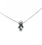 Necklace - N268 - Flip Flop Slipper ~ Silver with Black Dots