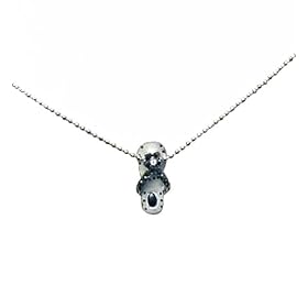 Necklace - N268 - Flip Flop Slipper ~ Silver with Black Dots