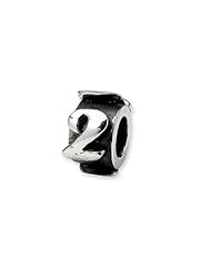 Number 2, Message Charm in Sterling Silver For 3mm Charm Bracelets