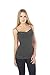 Hollywood Star Fashion Women's Long Lace Trim Plain Spaghetti Strap Cami Tank,Small,Charcoal