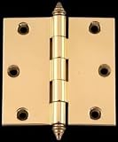 3 x 3 inch Door Hinge w/ finial - Bright Solid Brass