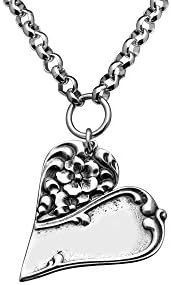 Silver Spoon Silver Plated Pendant Necklace for Women, 16" - 18" (Charlotte Heart Silver Plated Pendant Necklace with 16"-18" Rolo Chain)