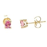 14K Yellow Gold Pink Sapphire Earrings