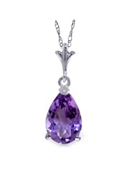 14K Gold Pear-shaped Purple Amethyst Drop Pendant Necklace