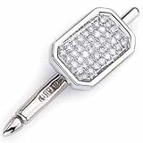14Kt White Gold Emerald Shaped Diamond Tuxedo Stud