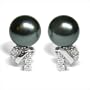 18K white gold Sophia Black Tahitian cultured pearl and diamond earring