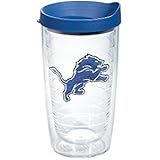 Tervis NFL Detroit Lions Emblem Individual Tumbler with Blue Lid, 16 oz, Clear