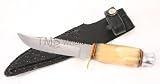 NEW BONE HANDLE HUNTING KNIFE KNIVES FIXED BLADE SHEATH