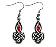 Celtic Design Earrings with Oval Cut Ruby - Pewter- 1'' Height