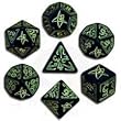 Polyhedral 7-Die Set: Call of Cthulhu (COC) Carved Dice Black and Green Dice (Set of 7)