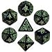 Q-Workshop Polyhedral 7-Die Set: Call of Cthulhu (COC) Carved Dice (Black Die with Green)