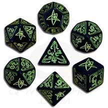 Childrens Toyshop  Toys : Q-Workshop Polyhedral 7-Die Set: Call of Cthulhu (COC) Carved Dice (Black and Green) Limited Edition Set!!!