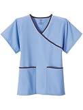 31P0TQj0hFL. SL160  Tafford Essentials Crossover Scrub Top with Coffee Bean trim
