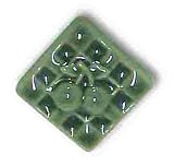 Ceramic Knob - Square Glossy Glazed - Forest Green Stoneware 1-1/2