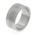 10mm Wide Embossed Celtic Knot Pattern Titanium Wedding Band Ring (Size 6,7,8,9,10,12)