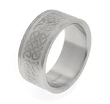 10mm Wide Embossed Celtic Knot Pattern Titanium Wedding Band Ring (Size 6,7,8,9,10,11,12)