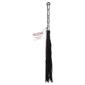Fetish Fantasy Beaded Metal Flogger, Silver, Black