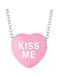 Sweethearts Enamel "Kiss Me" Heart on 16" Necklace Pendant with Gift Box