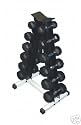6 Pair A Frame Dumbbell Rack with 5-30 lb Rubber Dumbbells