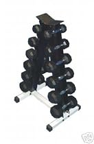 6 Pair A Frame Dumbbell Rack with 5-30 lb Rubber Dumbbells