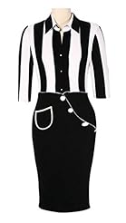 Cotton Illusion Vintage Knee Length Striped Print Party Dress/Midi Dress 