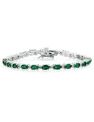 14k White Gold Diamond and Emerald Bracelet