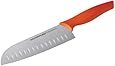 Rachael Ray Cutlery 7-Inch Japanese Stainless Steel Santoku Knife with Orange Handle and Sheath