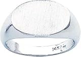 14K White Gold Mens Signet Ring Sz 10