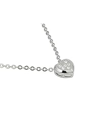 Pave CZ Heart Necklace 16+1 Inches Adjustable