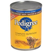 Pedigree Traditional Ground Dinner with Chunky Beef, Bacon and Cheese Canned Dog Food