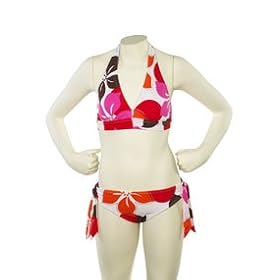 Flower Dots 2pc Halter Swimwear