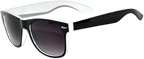 Retro Style Two Tone Black - White Vintage Wayfarers Smoke Lens Sunglasses
