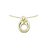 14k Yellow Gold Diamond Mother and Child Pendant (.025 ct, H-I Color, SI2-I1 Clarity), 18
