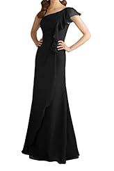 Chiffon One Shoulder Natural   Waistline  Wedding Dress  With Ruffles