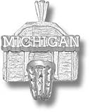 Michigan Wolverines Solid Sterling Silver ''MICHIGAN'' Backboard Pendant