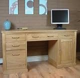 Twin Pedestal Computer Desk Mobel Solid Premium Oak NEW