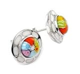 Sterling Silver Italian Millacreli Multi-Color Flower Earrings