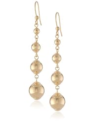 14k Italian Yellow Gold High Polished Graduated Dangle Ball Earrings