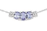 1 Carat Tanzanite and Diamond 14K White Gold Necklace